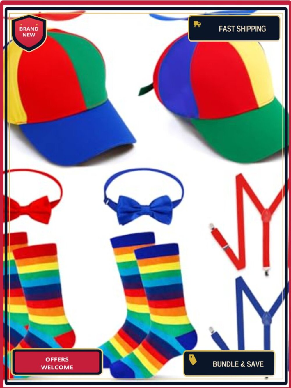 Adult Propeller Hat Costume Set Tweedle Dee Dum Clown Accessories